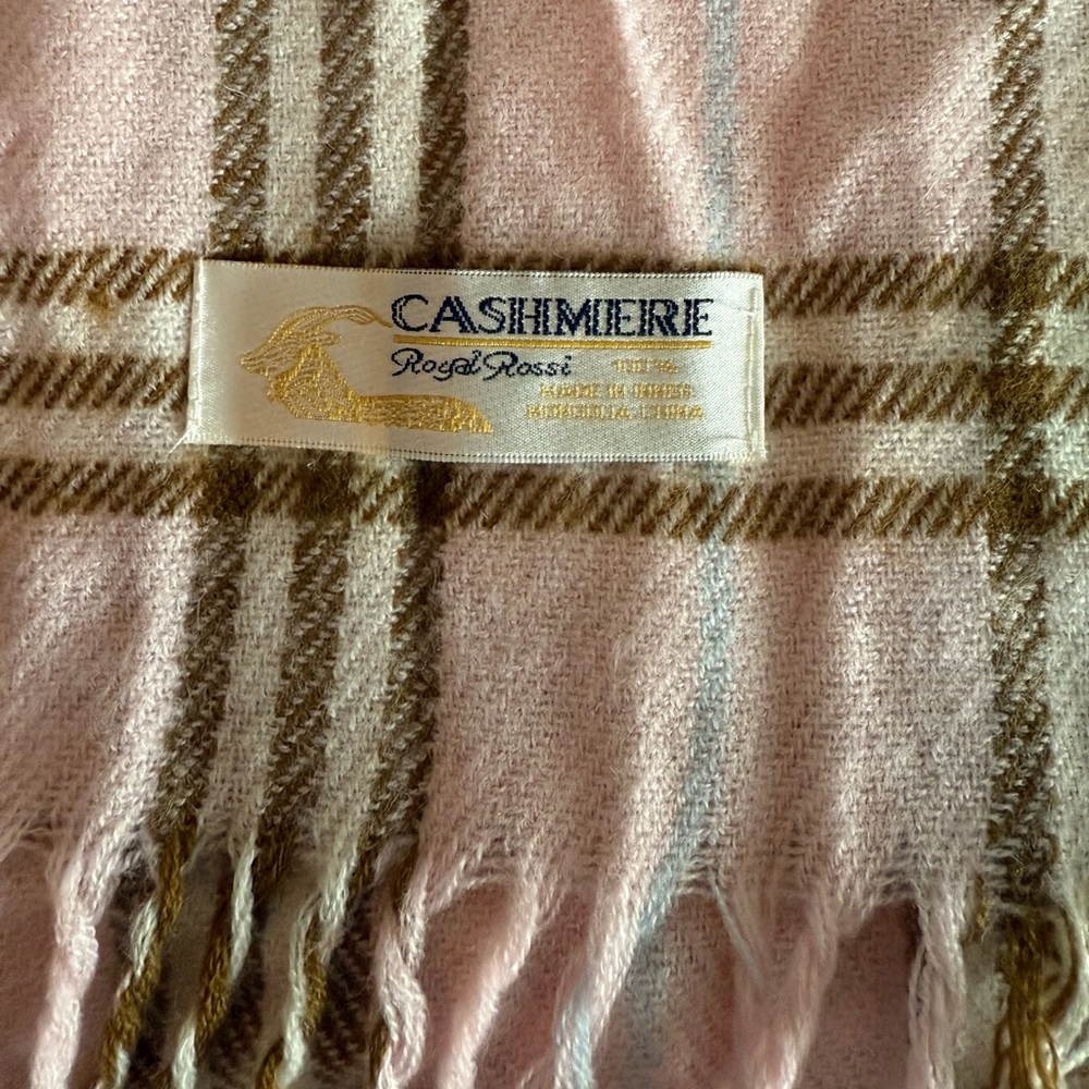 ROYAL ROSSI Cashmere Fringed Plaid Scarf - Picture 2 of 2